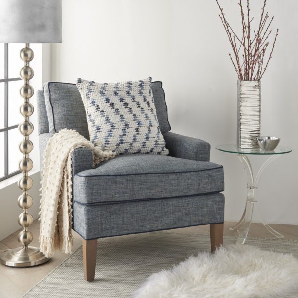 White And Denim Knubby Waves Throw Pillow - Image 3