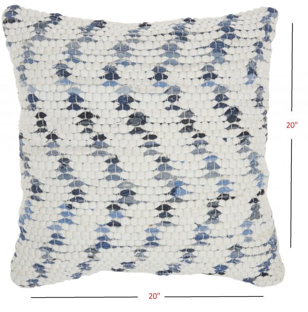 White And Denim Knubby Waves Throw Pillow - Image 5