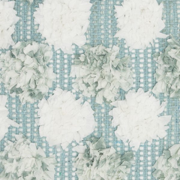 Floral Textured Blue and White Throw Pillow - Image 4
