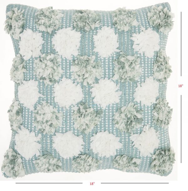 Floral Textured Blue and White Throw Pillow - Image 5