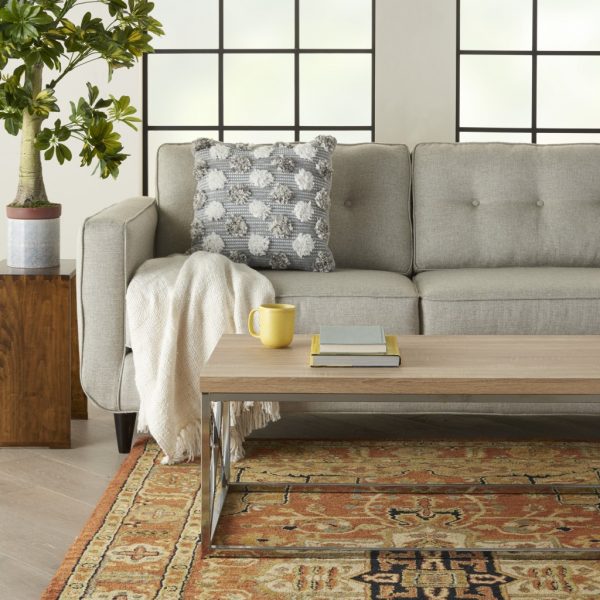 Floral Textured Gray and White Throw Pillow - Image 3
