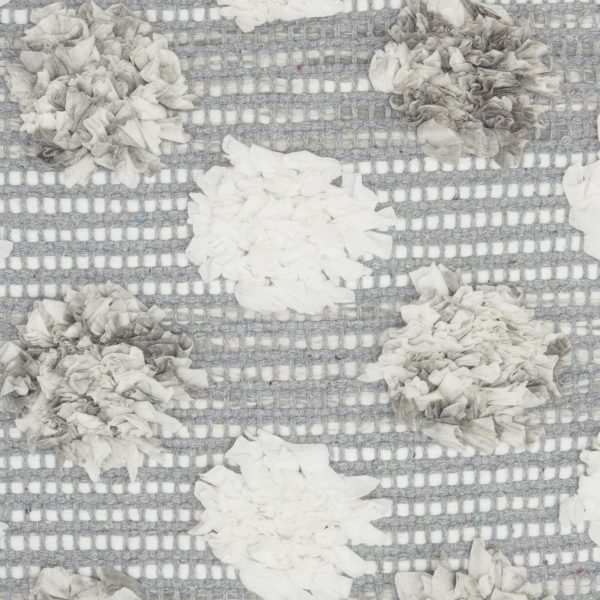 Floral Textured Gray and White Throw Pillow - Image 4