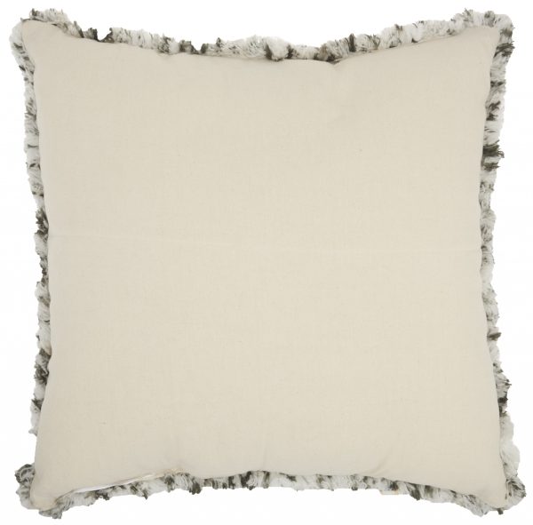 Dark Gray and White Shaggy Chevron Throw Pillow - Image 2