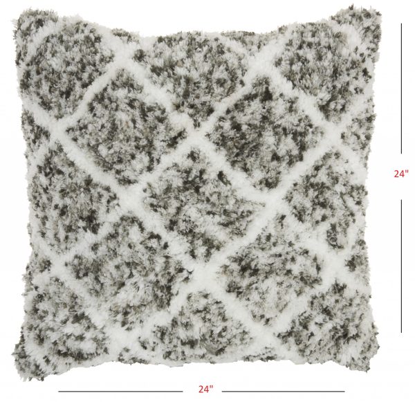 Dark Gray and White Shaggy Chevron Throw Pillow - Image 5