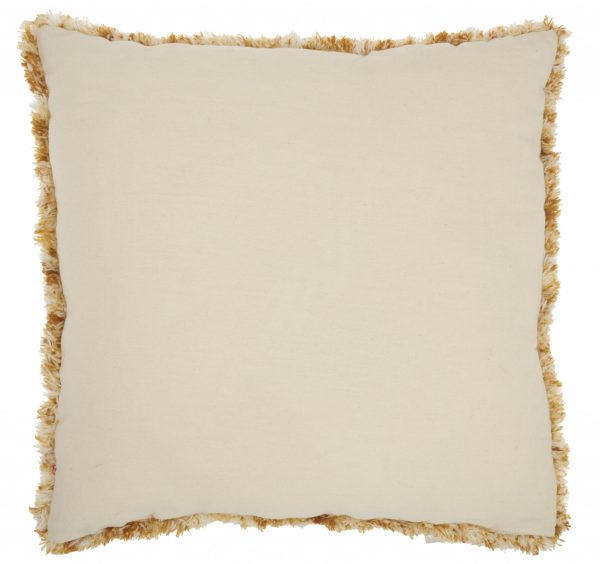 Yellow and White Shaggy Chevron Throw Pillow - Image 2
