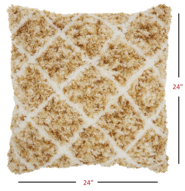 Yellow and White Shaggy Chevron Throw Pillow - Image 5