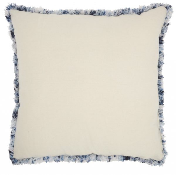 Royal Blue and White Shaggy Chevron Throw Pillow - Image 2