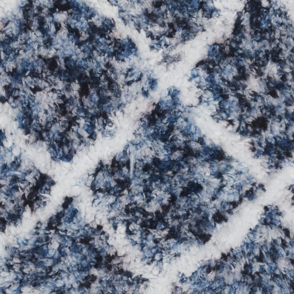 Royal Blue and White Shaggy Chevron Throw Pillow - Image 4