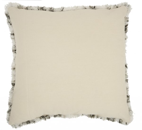 Soft Shaggy Gray and White Spotted Throw Pillow - Image 2