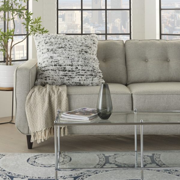 Soft Shaggy Gray and White Spotted Throw Pillow - Image 3