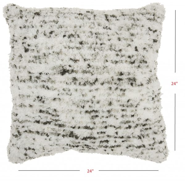 Soft Shaggy Gray and White Spotted Throw Pillow - Image 5