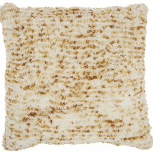Soft Shaggy Yellow and White Spotted Throw Pillow