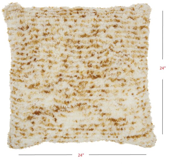 Soft Shaggy Yellow and White Spotted Throw Pillow - Image 5