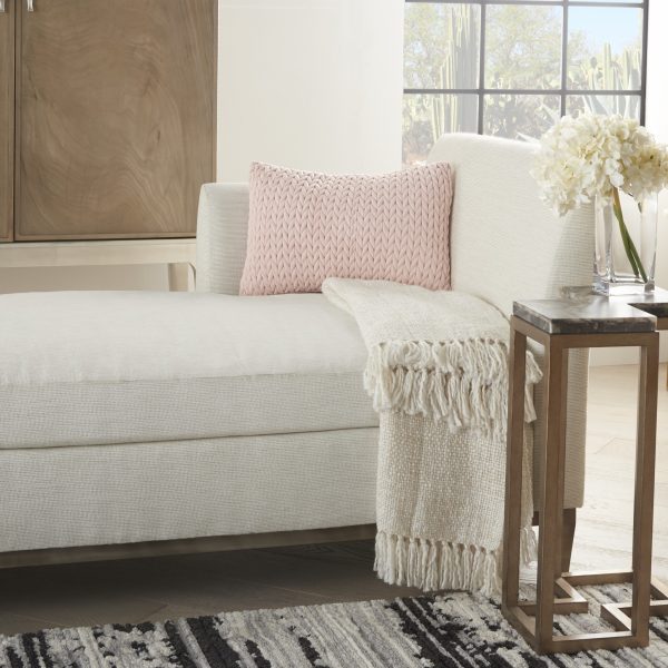 Blush Pink Chunky Braid Lumbar Pillow - Image 3