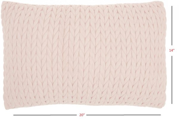Blush Pink Chunky Braid Lumbar Pillow - Image 5