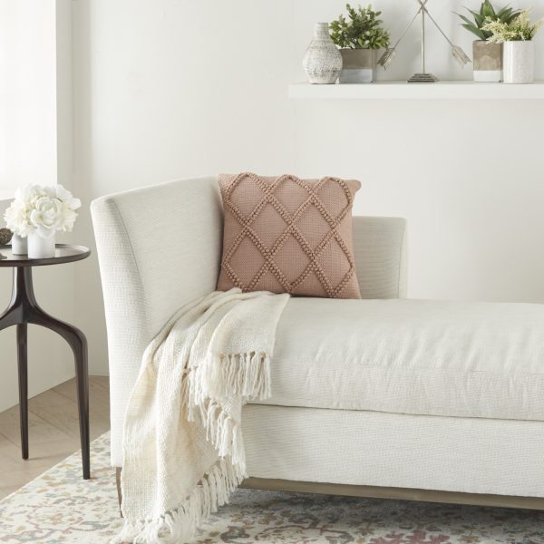 Blush Pink Textured Lattice Throw Pillow - Image 2