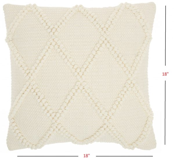 Ivory Textured Lattice Throw Pillow - Image 4