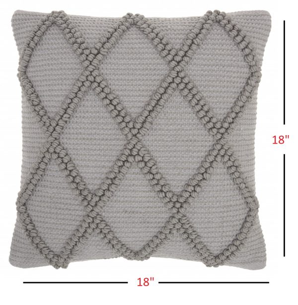 Light Gray Textured Lattice Throw Pillow - Image 4