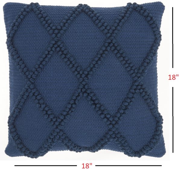 Navy Blue Textured Lattice Throw Pillow - Image 4