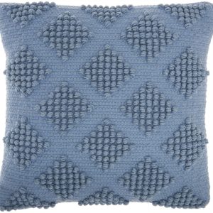 Soft Blue Textured Dots and Stripes Throw Pillow