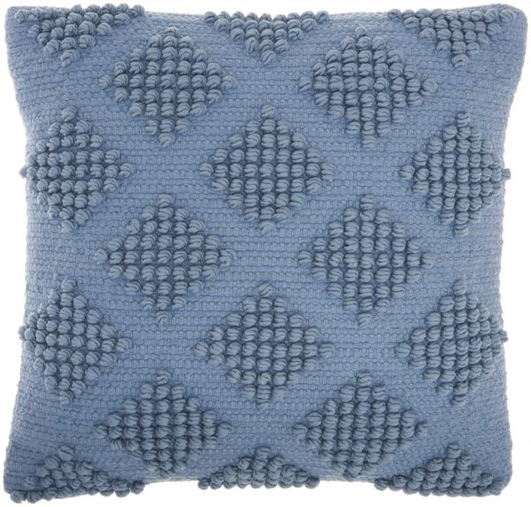 Soft Blue Textured Dots and Stripes Throw Pillow