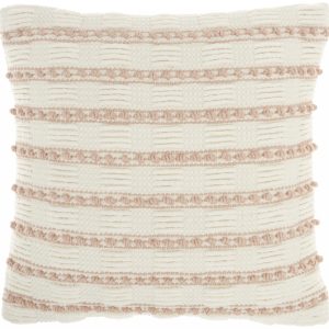 Blush and Ivory Textured Stripes Throw Pillow