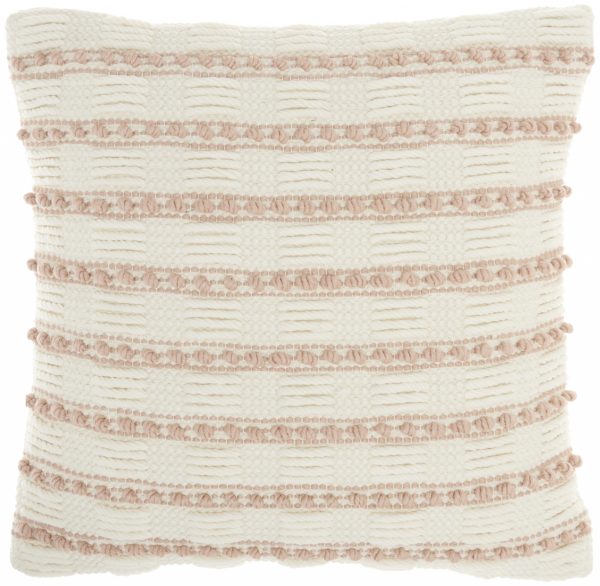 Blush and Ivory Textured Stripes Throw Pillow