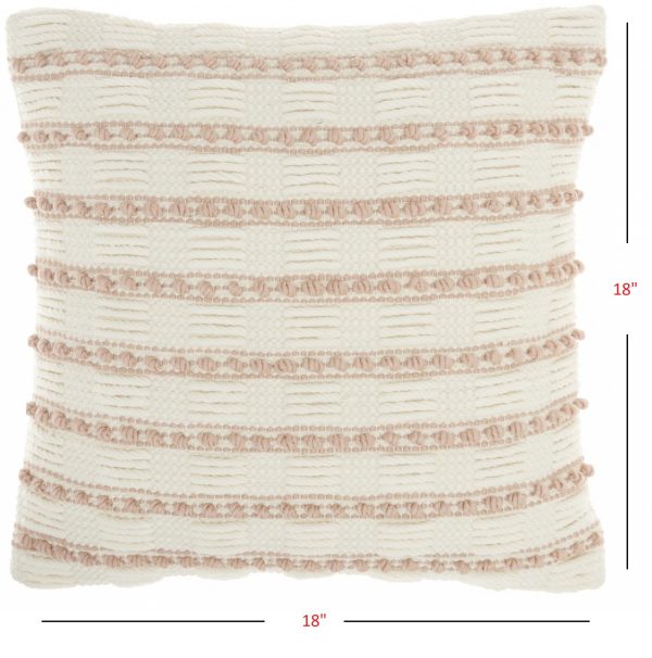Blush and Ivory Textured Stripes Throw Pillow - Image 5