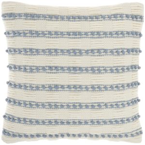 Pale Blue and Ivory Textured Stripes Throw Pillow