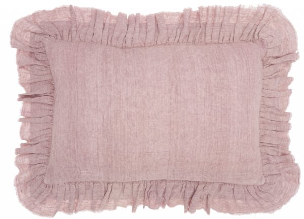 Dainty Ruffle Edged Pink Lumbar Pillow - Image 2