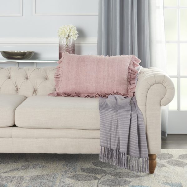 Dainty Ruffle Edged Pink Lumbar Pillow - Image 3