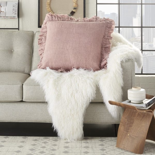 Dainty Ruffle Edged Pink Throw Pillow - Image 3