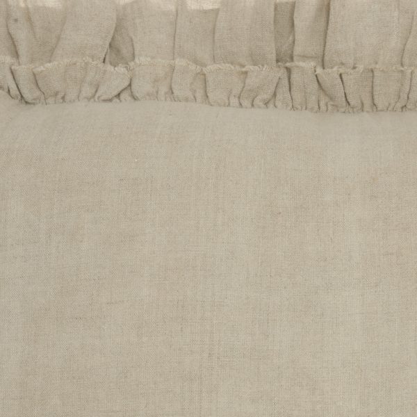 Dainty Ruffle Edged Beige Lumbar Pillow - Image 4