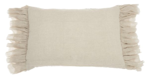 Wide Tasseled Marble Pink Lumbar Pillow - Image 2