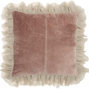 Wide Tasseled Marble Pink Throw Pillow