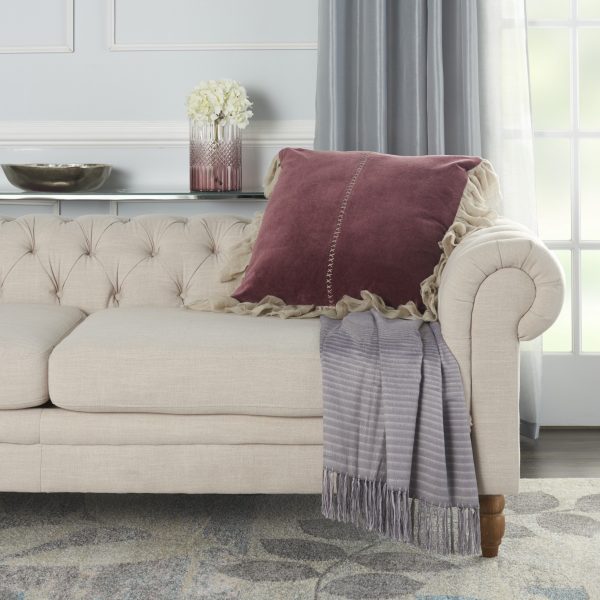 Wide Tasseled Marble Maroon Throw Pillow - Image 3