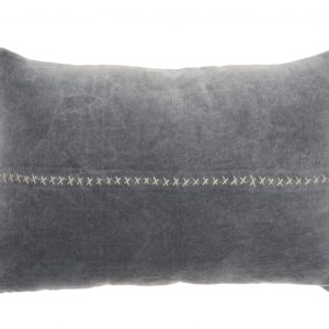 Wide Tasseled Marble Steel Blue  Lumbar Pillow