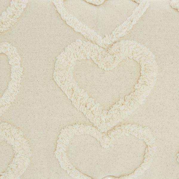 Whimsical Heart Detail Off White Lumbar Pillow - Image 4