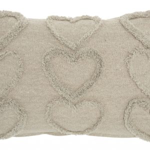 Whimsical Heart Detail Gray Lumbar Pillow