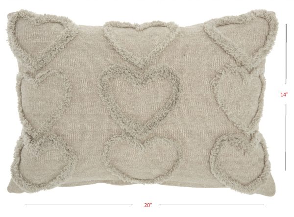 Whimsical Heart Detail Gray Lumbar Pillow - Image 5