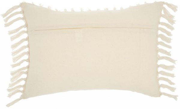 Tassel Detailed White Lumbar Pillow - Image 2