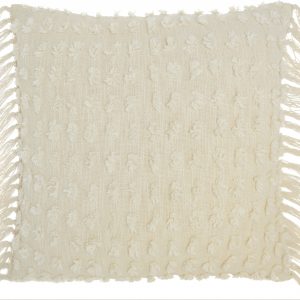 Tassel Detailed White Throw Pillow