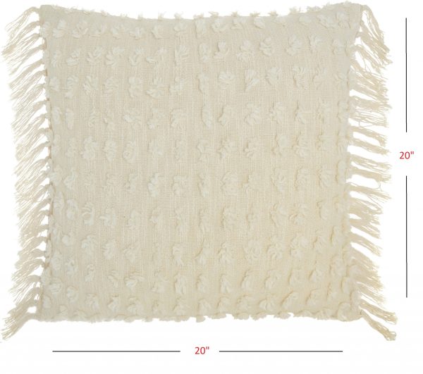 Tassel Detailed White Throw Pillow - Image 5