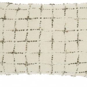 Brown and White Grid Detail Lumbar Pillow
