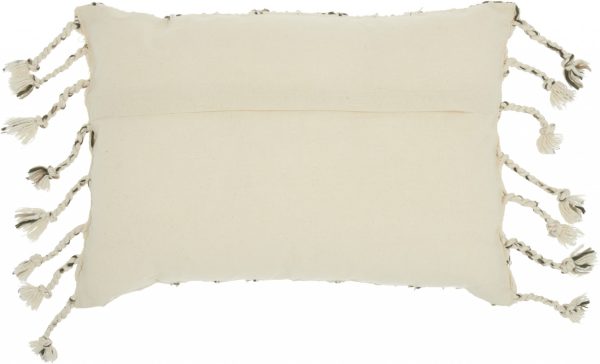 Brown and White Grid Detail Lumbar Pillow - Image 2