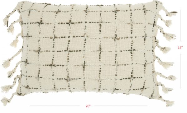 Brown and White Grid Detail Lumbar Pillow - Image 5