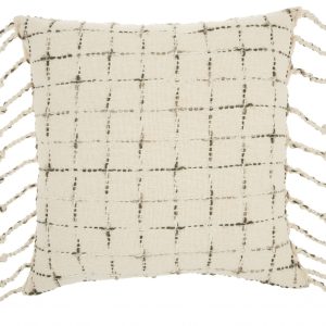 Brown and White Grid Detail Throw Pillow