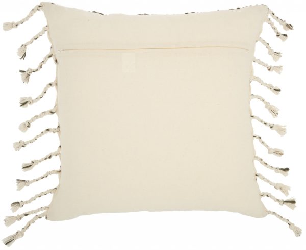 Brown and White Grid Detail Throw Pillow - Image 2