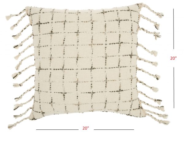 Brown and White Grid Detail Throw Pillow - Image 5