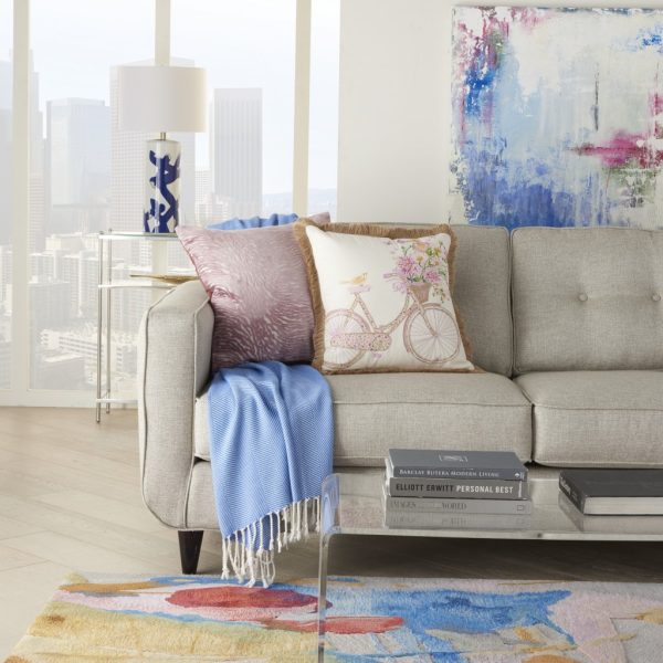 Colorful Bicycle Print Throw Pillow - Image 3
